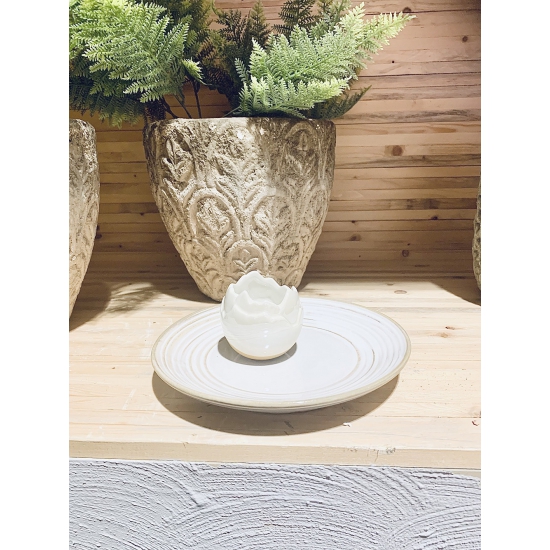 Taca Ceramiczna, Beżowa, Przecierana, Skandynawski Styl